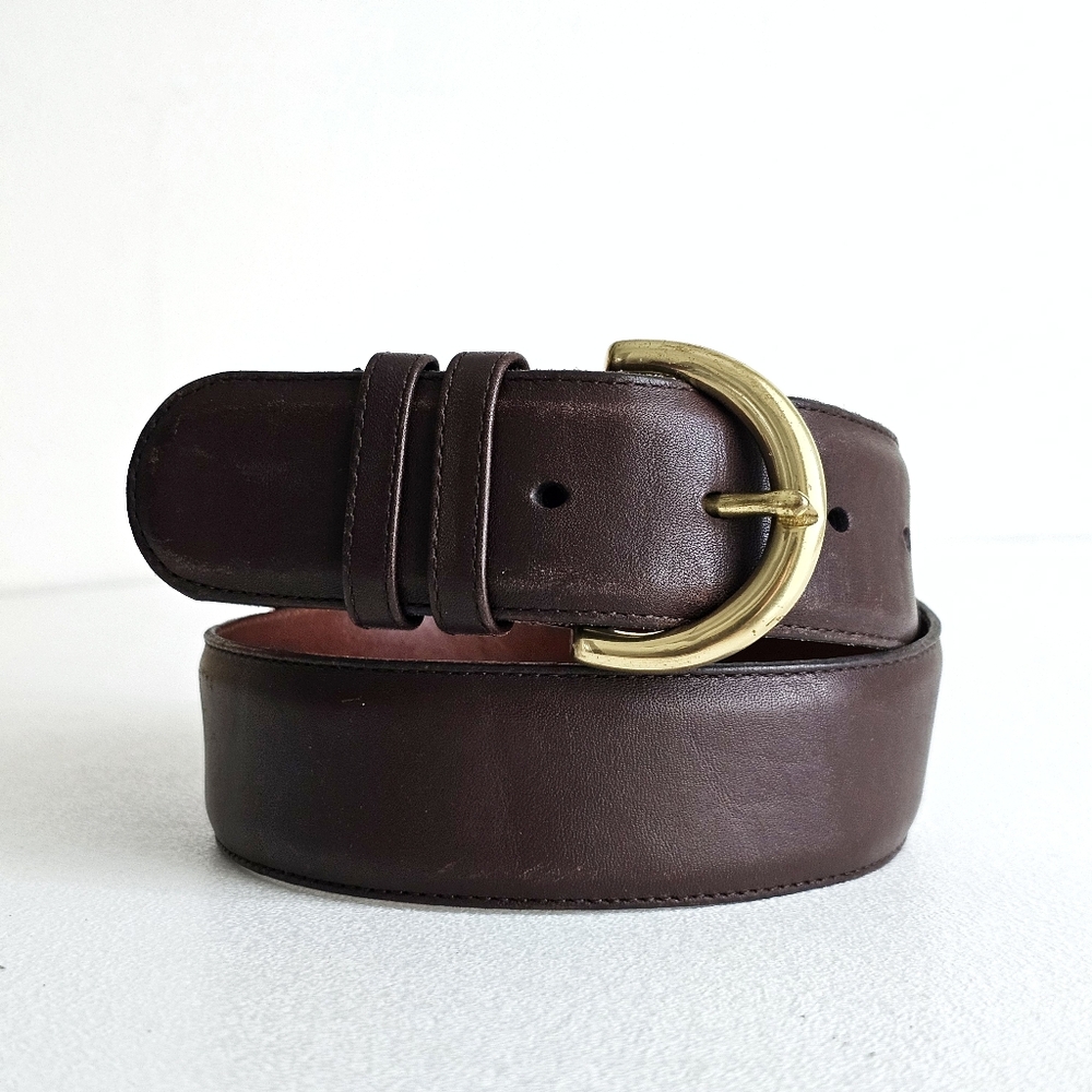 Coach Vintage Brown Leather Belt | Medium | Solid Brass Buckle | Handcrafted - Picture 2 of 16